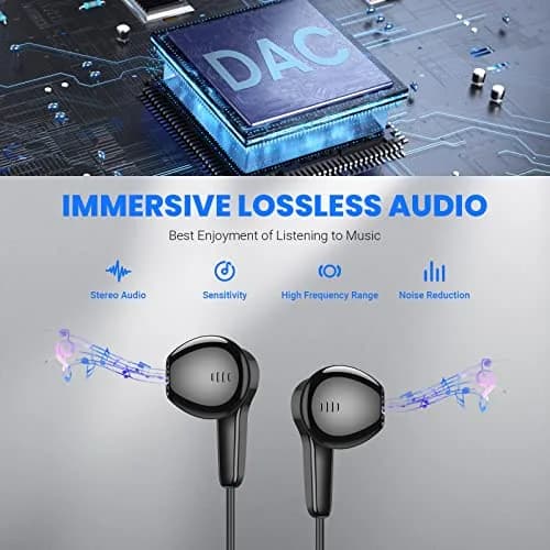 ASKUBSKU USB C Wired Headphones for Samsung & More | High Fidelity Stereo, Magnetic Neckband, 45° Semi In-Ear Design thumbnail 2