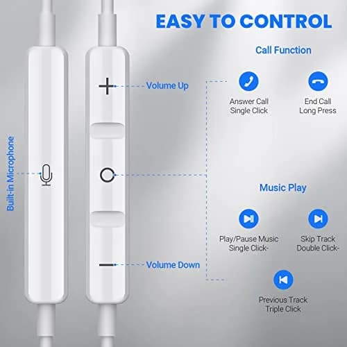 ASKUBSKU Wired Type C Headphones White | Noise Isolating, Deep Bass, Universal Compatibility thumbnail 5