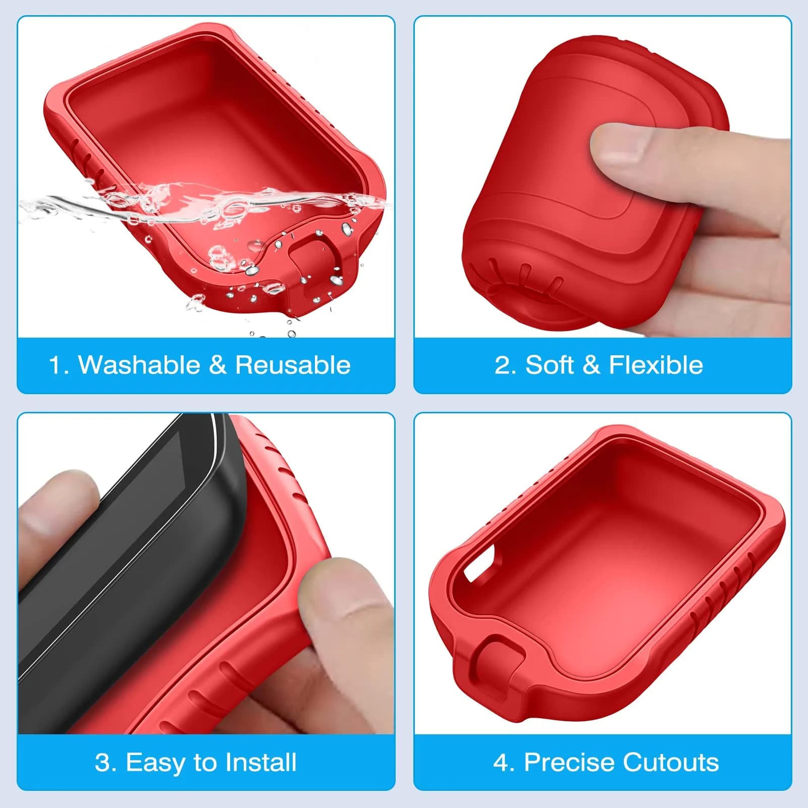 MEDMAX Silicone Case for Freestyle Libre 3 2 Reader | Red Protective Cover with Anti-Slip Grip - view 8