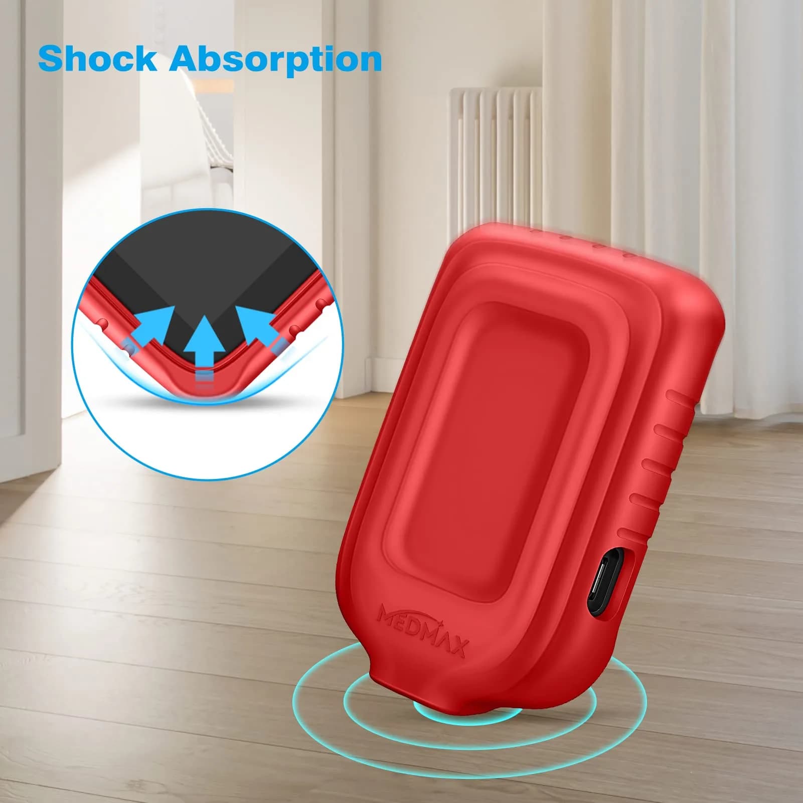 MEDMAX Silicone Case for Freestyle Libre 3 2 Reader | Red Protective Cover with Anti-Slip Grip - view 3