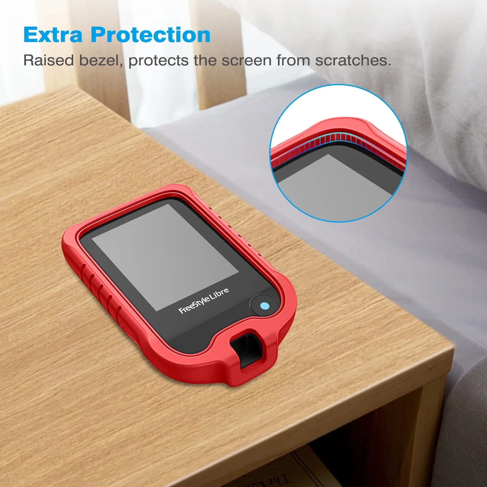 MEDMAX Silicone Case for Freestyle Libre 3 2 Reader | Red Protective Cover with Anti-Slip Grip - view 4