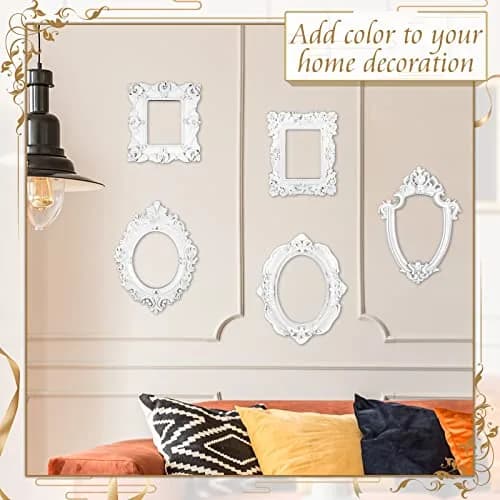 Yalikop White 5 Pcs Mini Vintage Resin Picture Frames Set | 4.92 x 4 Inches (12.5 x 10.2 cm) thumbnail 4