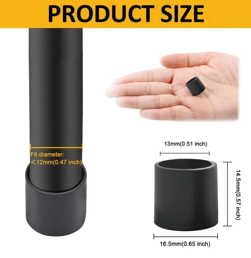 Auvotuis 32Pcs Black PVC Chair Leg Caps - 1/2 Inch (12mm) Floor Protectors - view 2