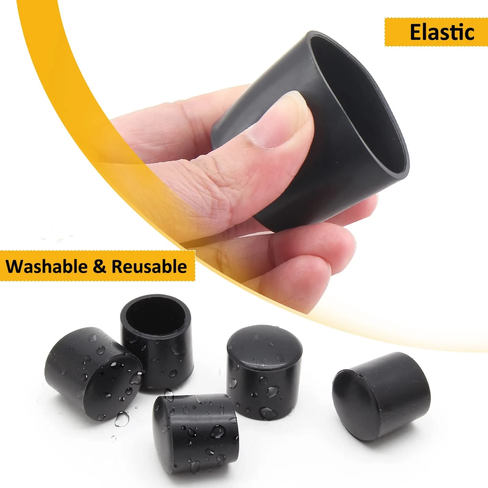 Auvotuis 32Pcs Black PVC Chair Leg Caps - 1/2 Inch (12mm) Floor Protectors - view 4