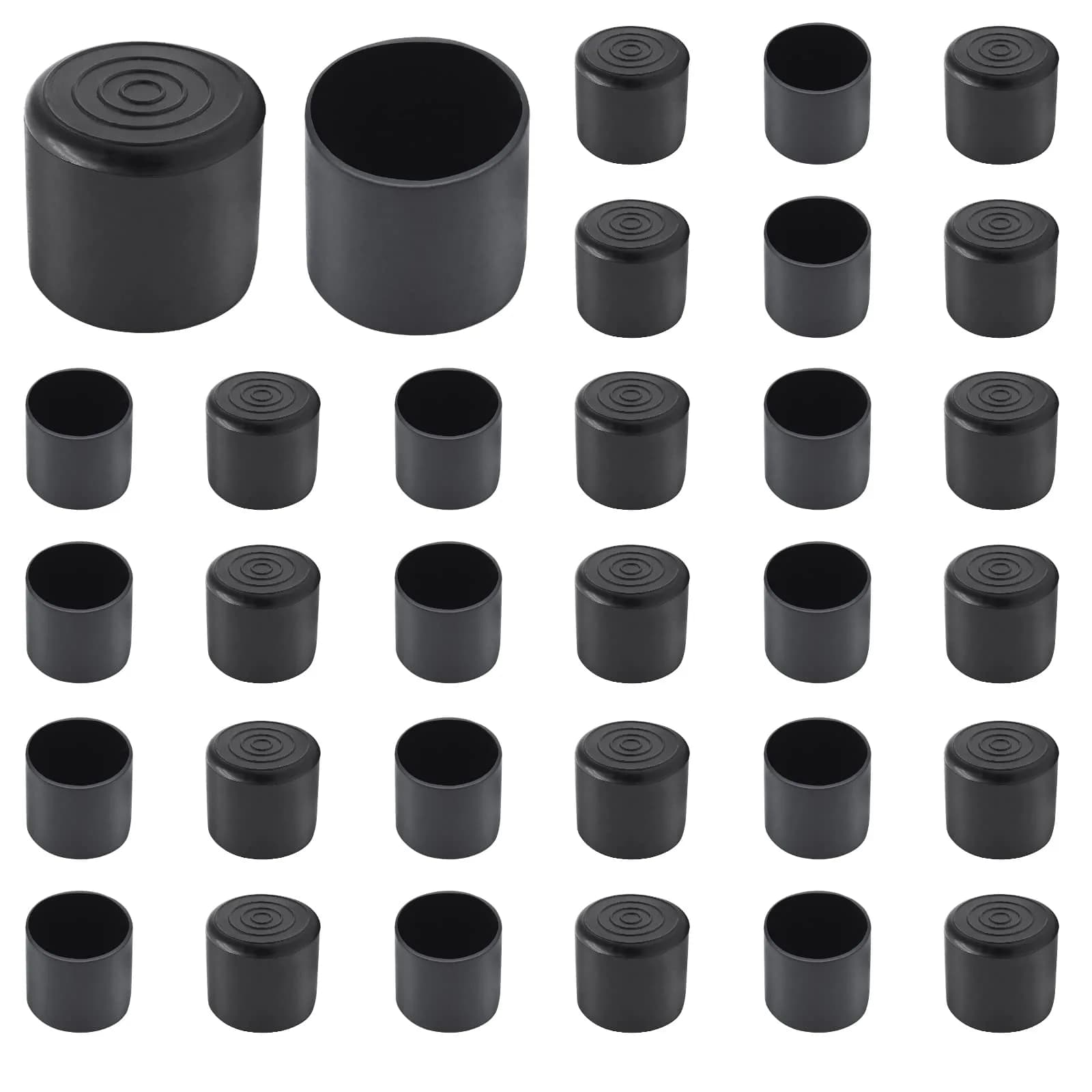 Auvotuis Black PVC Chair Leg Tips 25mm (1 Inch) | Pack of 32 Floor Protectors - view 7