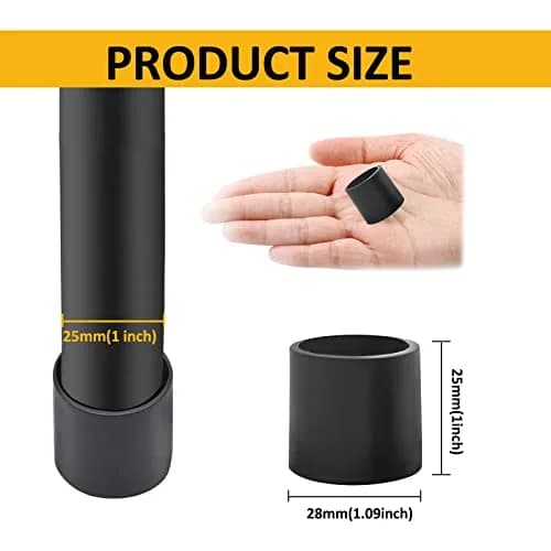 Auvotuis Black PVC Chair Leg Tips 25mm (1 Inch) | Pack of 32 Floor Protectors thumbnail 2