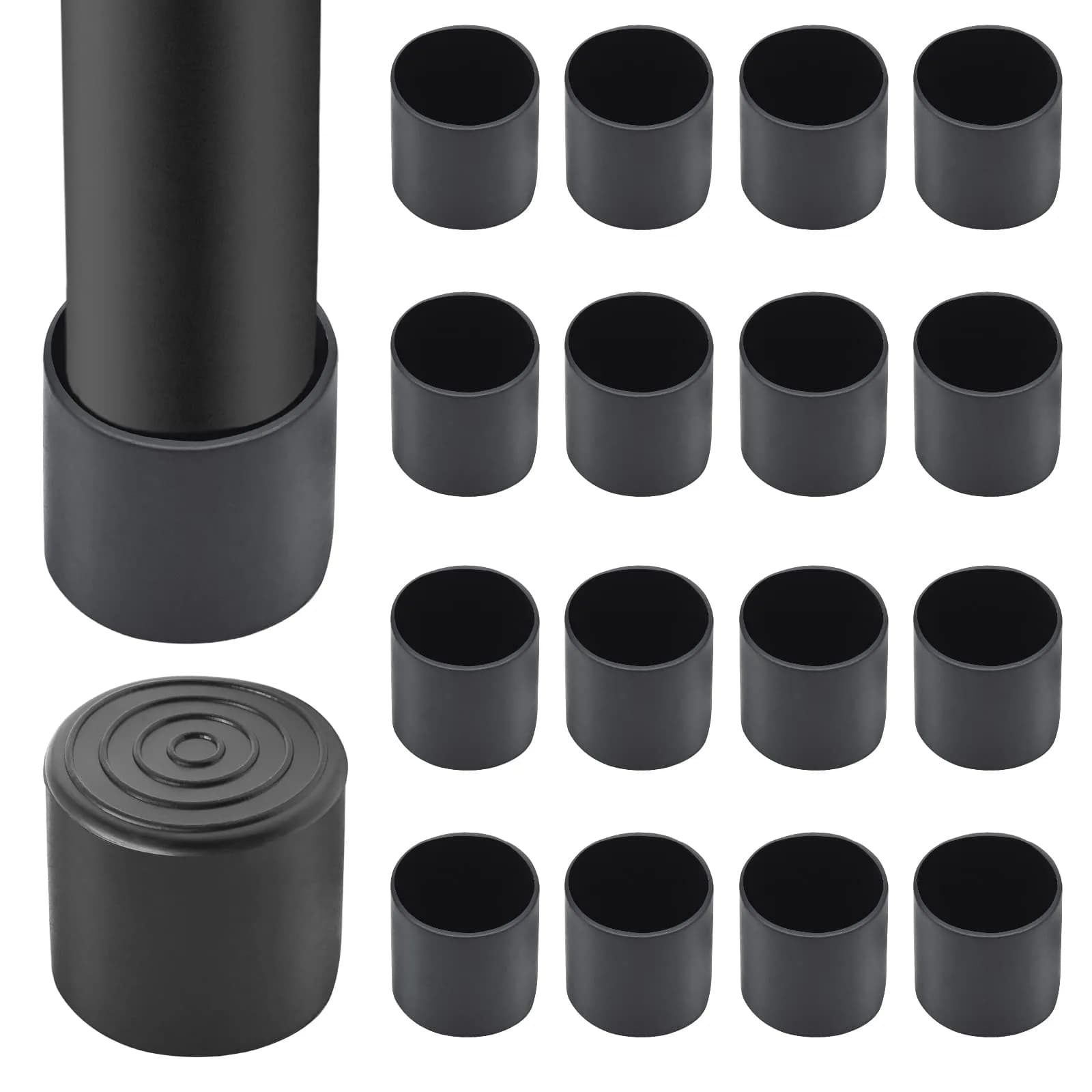 Auvotuis 16Pcs Black PVC Chair Leg Tips 38mm (1.5 Inch) | Protect Floors & Reduce Noise - main product image
