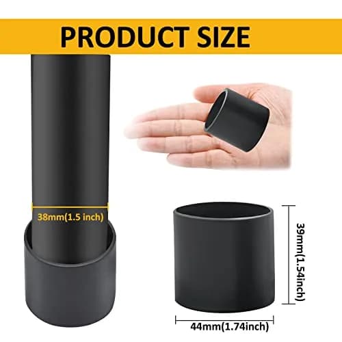 Auvotuis 16Pcs Black PVC Chair Leg Tips 38mm (1.5 Inch) | Protect Floors & Reduce Noise thumbnail 2