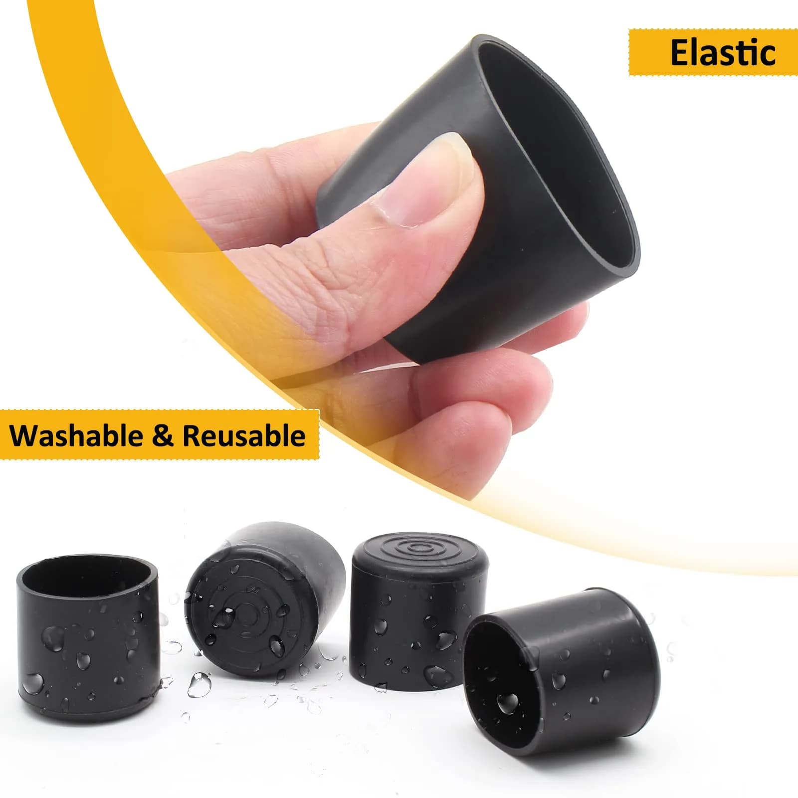 Auvotuis 32Pcs Black PVC Chair Leg Tips 1-1/4 Inch (32mm) | Floor Protection & Noise Reduction - view 4