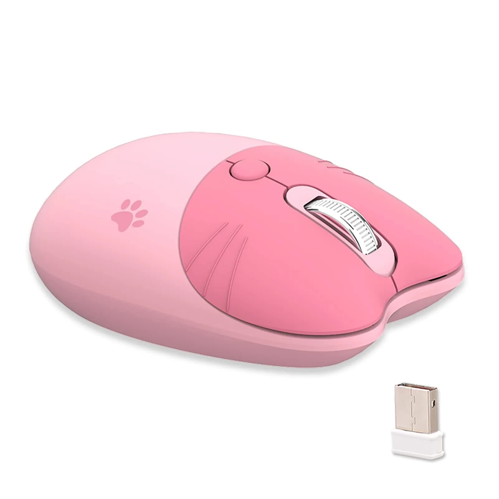 Lomiluskr Cute Cat Wireless Mouse Pink | Silent 2.4G Input Mouse for Girls & Kids — Pink