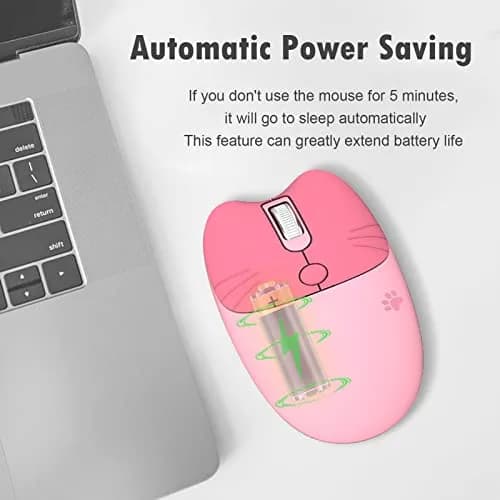 Lomiluskr Cute Cat Wireless Mouse Pink | Silent 2.4G Input Mouse for Girls & Kids thumbnail 7