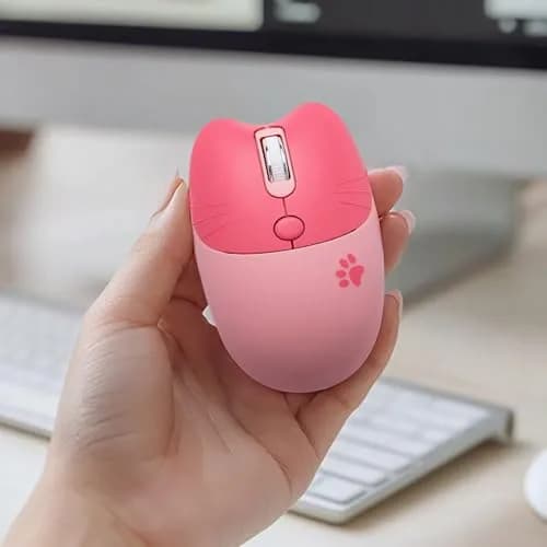 Lomiluskr Cute Cat Wireless Mouse Pink | Silent 2.4G Input Mouse for Girls & Kids thumbnail 8