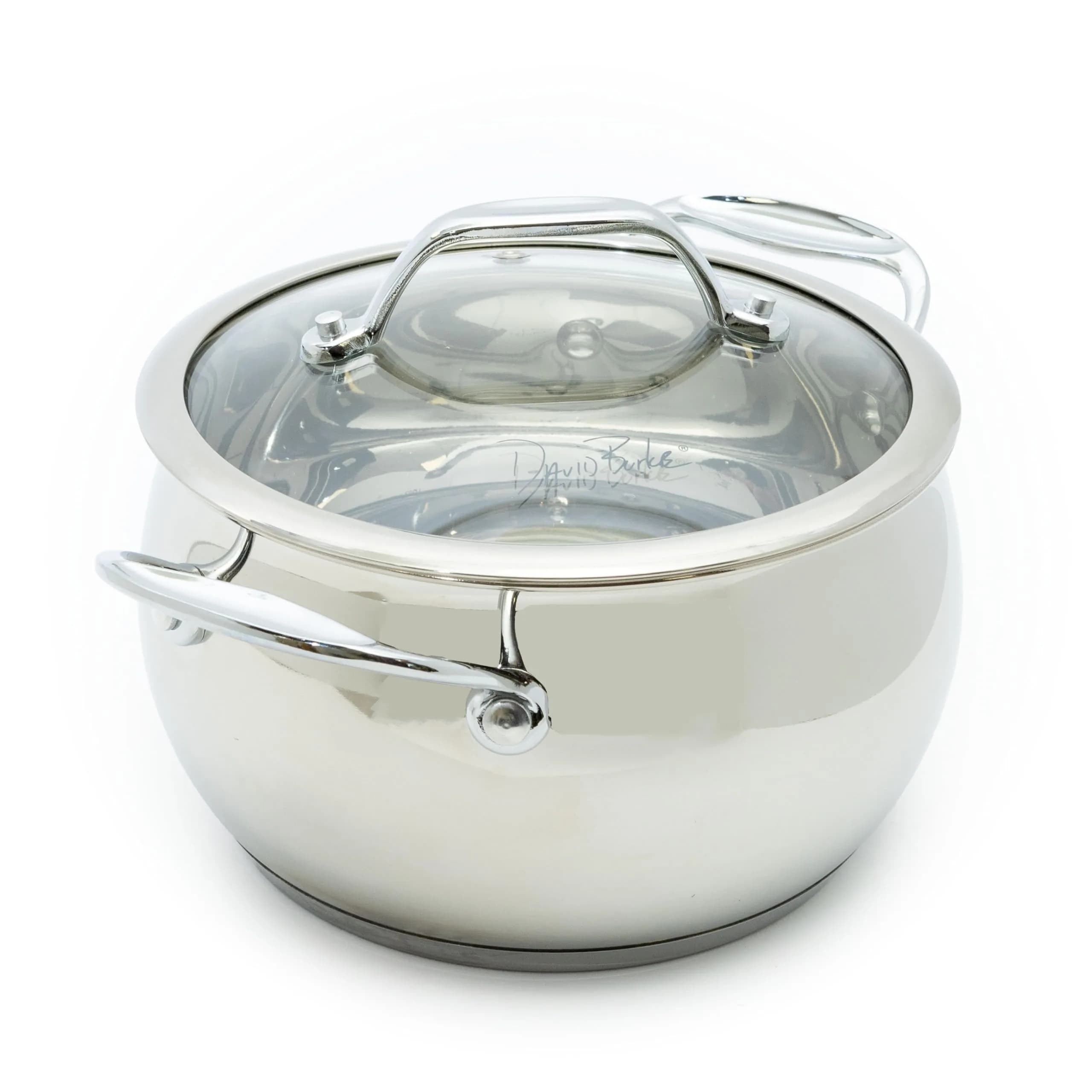 David Burke Splendor Stainless Steel Stock Pot 3.89 L (13.5 Quarts) with Glass Lid | Heavy Gauge Cookware for Soups & Stews