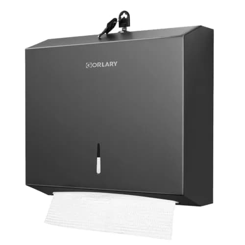 Gorlary Commercial Paper Towel Dispenser Wall Mount, Matte Black | Space-Saving Stainless Steel Design thumbnail 1