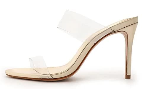 SCHUTZ Women's Ariella Strappy Sandals, Gold, 8 Medium US | Elegant Stiletto with Leather Upper thumbnail 1