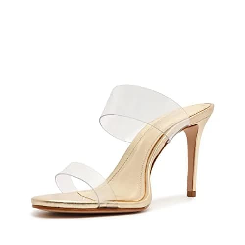 SCHUTZ Women's Ariella Strappy Sandals, Gold, 8 Medium US | Elegant Stiletto with Leather Upper thumbnail 4