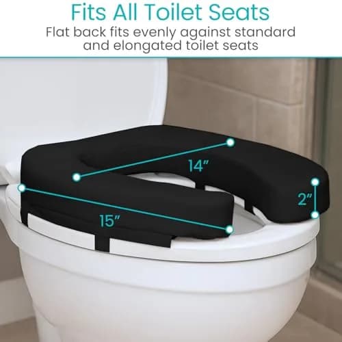 Vive Toilet Seat Cushion 2" Soft Foam | Relieves Pressure Points for Bathroom Mobility thumbnail 5