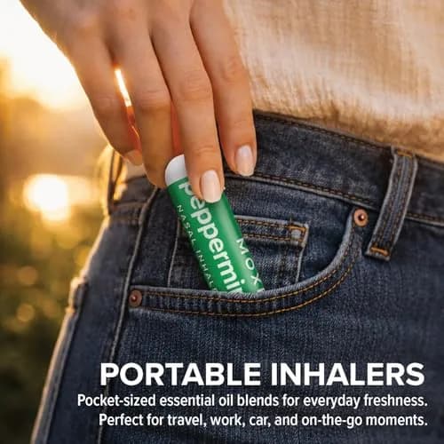 MOXE Peppermint Essential Oil Nasal Inhaler Stick, Cooling & Refreshing 3PK | Pure Peppermint Oil for Breathing & Mental Alertness thumbnail 4