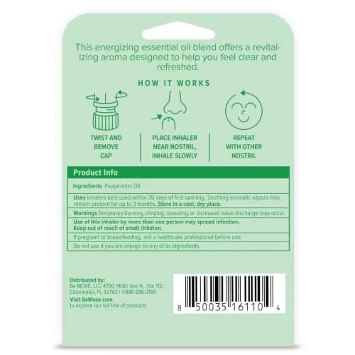 MOXE Peppermint Essential Oil Nasal Inhaler Stick, Cooling & Refreshing 3PK | Pure Peppermint Oil for Breathing & Mental Alertness thumbnail 9