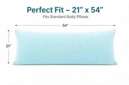 EVOLIVE Micromink Body Pillow Cover 21"x54" | Plush Faux Fur & Velvet Feel (Light Blue) thumbnail 4