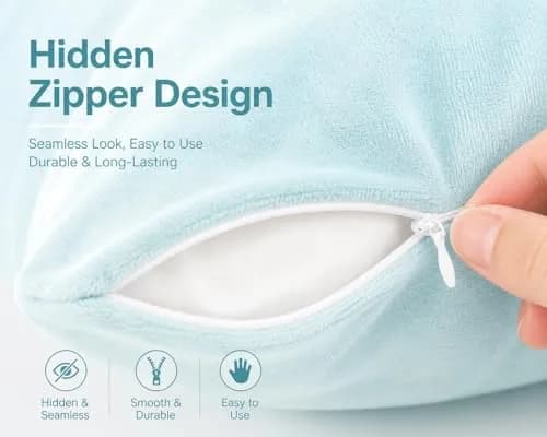 EVOLIVE Micromink Body Pillow Cover 21"x54" | Plush Faux Fur & Velvet Feel (Light Blue) thumbnail 6