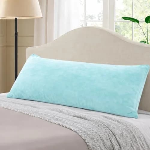 EVOLIVE Micromink Body Pillow Cover 21"x54" | Plush Faux Fur & Velvet Feel (Light Blue) thumbnail 7