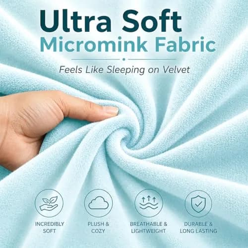 EVOLIVE Micromink Body Pillow Cover 21"x54" | Plush Faux Fur & Velvet Feel (Light Blue) thumbnail 2