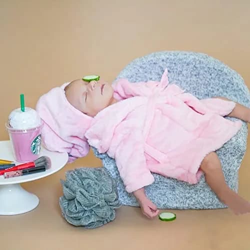M&G House Newborn Photography Props Baby Bathrobe Set Pnk 6-13 Months | Soft Cotton, Cute & Fashion thumbnail 6
