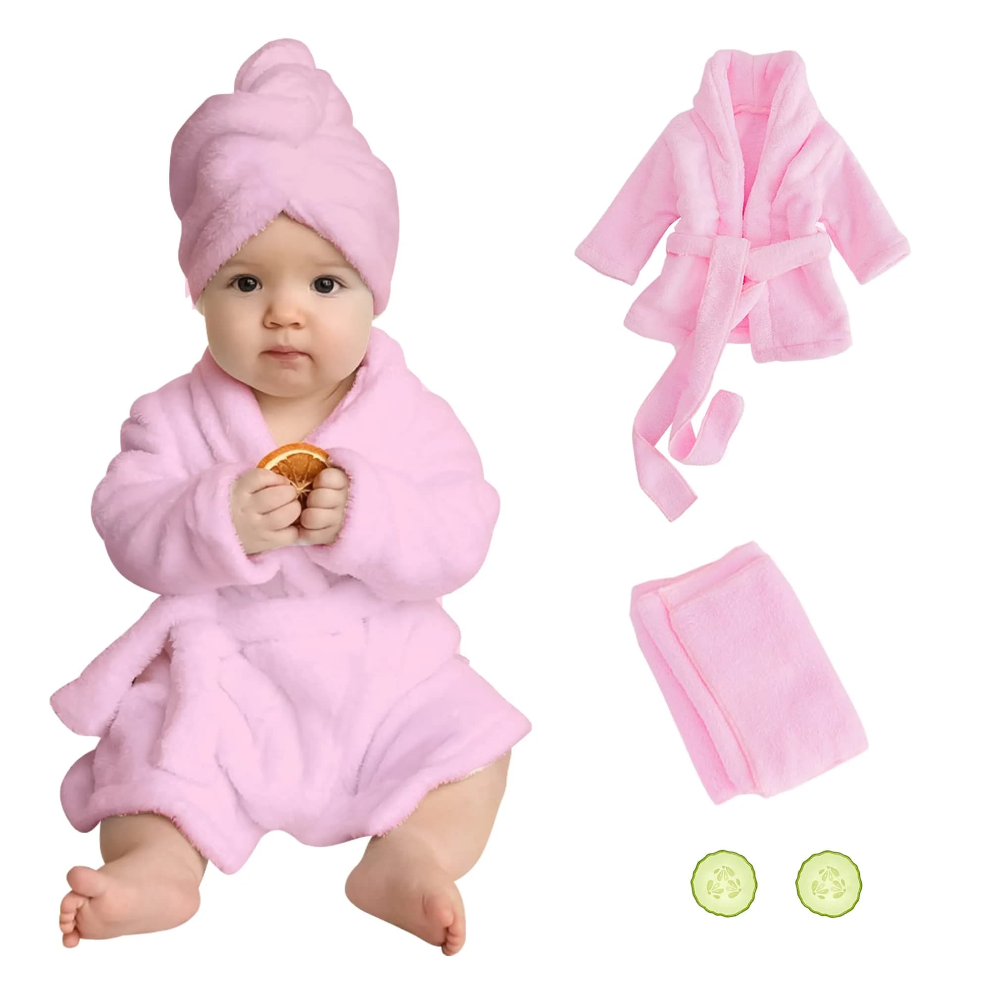 M&G House Newborn Photography Props Baby Bathrobe Set Pnk 6-13 Months | Soft Cotton, Cute & Fashion - main product image