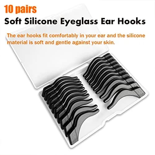 PTSLKHN Soft Silicone Eyeglass Ear Grips 10 Pairs (Black) | Secure Fit for Active Lifestyles thumbnail 2