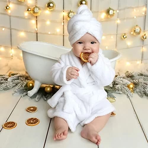 M&G House Newborn Photography Props Baby Bathrobe Set White 6-13 Months | Soft Cotton Crochet thumbnail 8