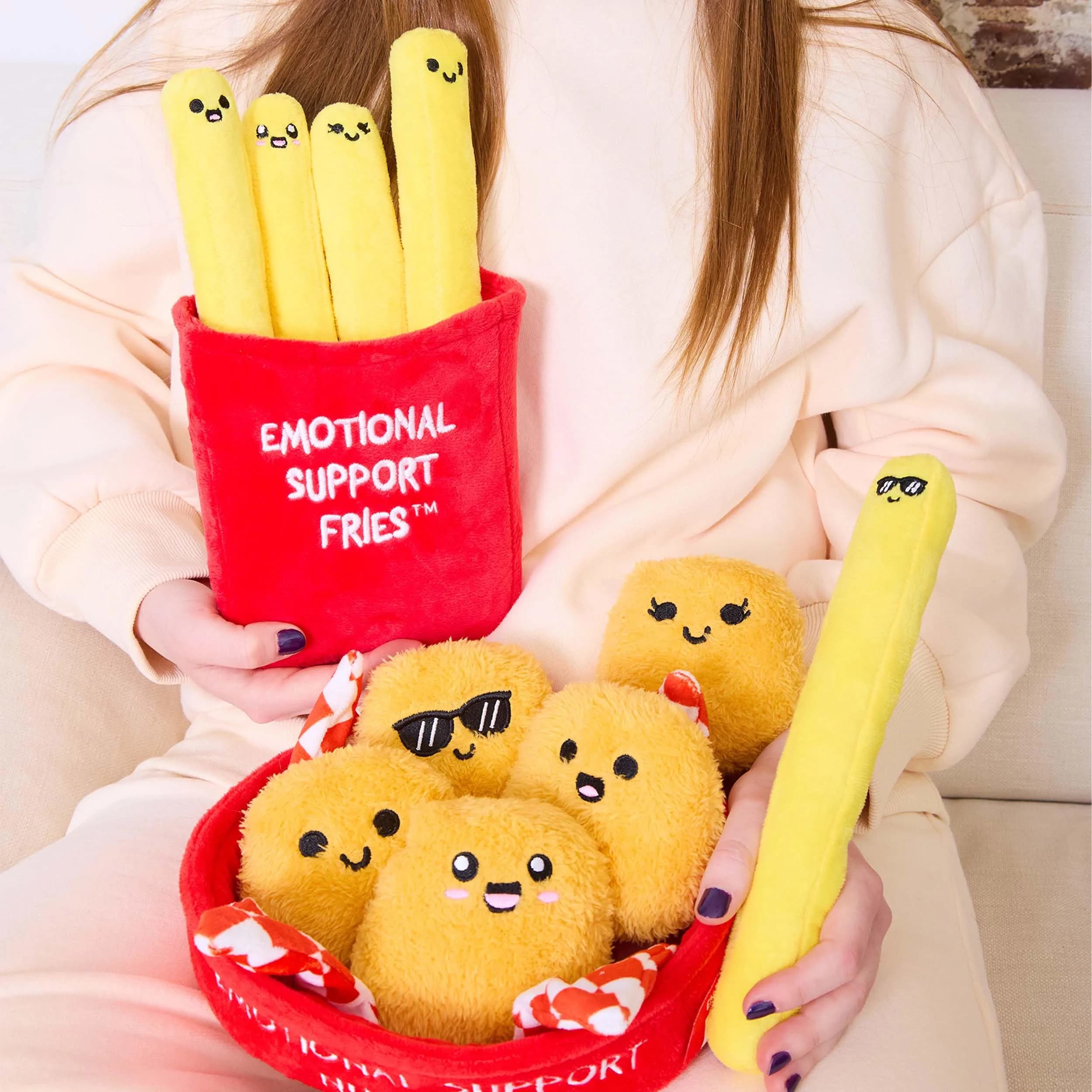 WHAT DO YOU MEME? Emotional Support Fries Plush Toy Set with Basket (5 Fries, 1 Basket) | USA Imported Comfort Gifts - view 2