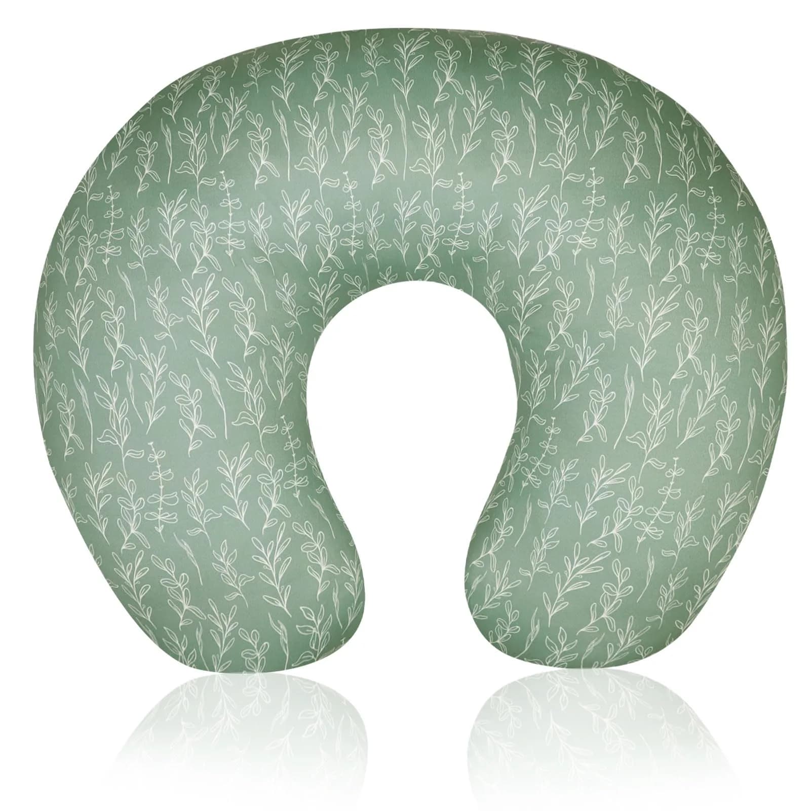 HNHUAMING Green Sage Nursing Pillow Cover | Hypoallergenic, Zippered, Fits 22.5 x 18 inch Pillows
