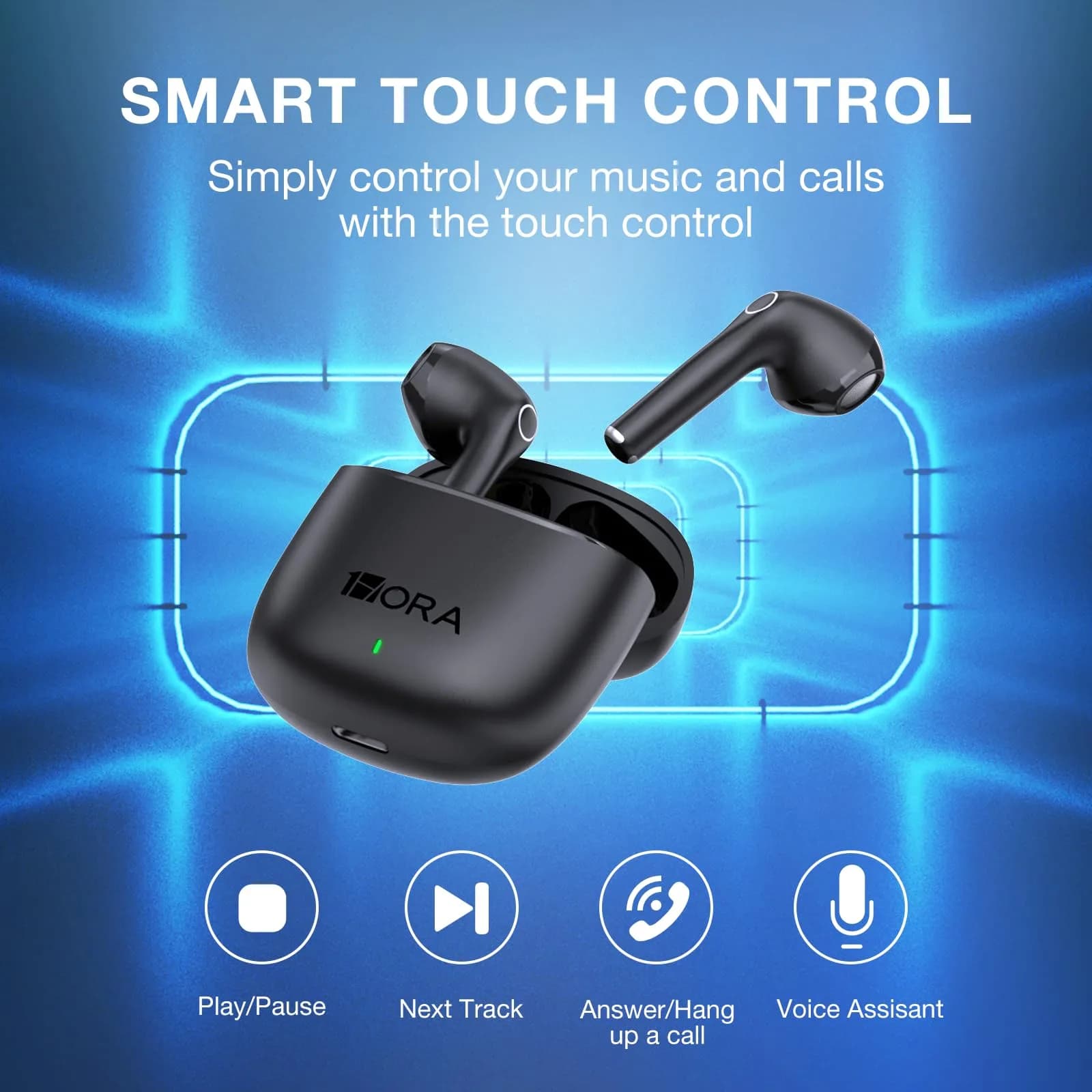 1 Hora Wireless Earbuds Black | Bluetooth 5.3, 22 Hours Playtime, Clear Calls, Deep Bass - view 6