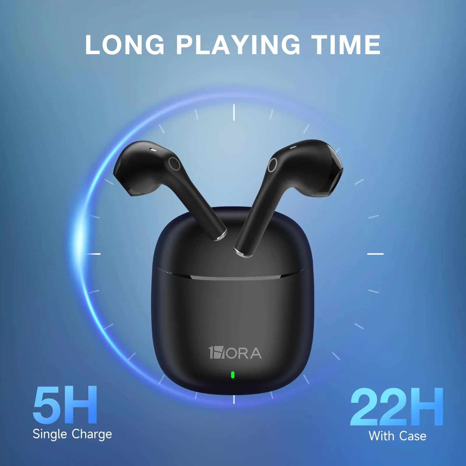 1 Hora Wireless Earbuds Black | Bluetooth 5.3, 22 Hours Playtime, Clear Calls, Deep Bass - view 3