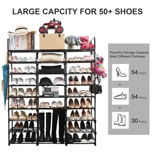 Mavivegue 9-Tier Metal Shoe Rack | Holds 50-55 Pairs, Modular & Durable (70-120 chars) thumbnail 4