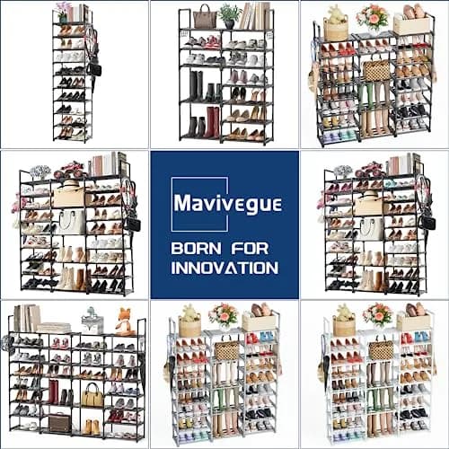 Mavivegue 9-Tier Metal Shoe Rack | Holds 50-55 Pairs, Modular & Durable (70-120 chars) thumbnail 9
