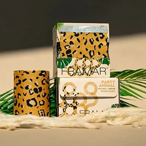 FRAMAR Party Animal Hair Foils For Highlighting, 500 Sheets | Fun Leopard Print Aluminum Foil thumbnail 5