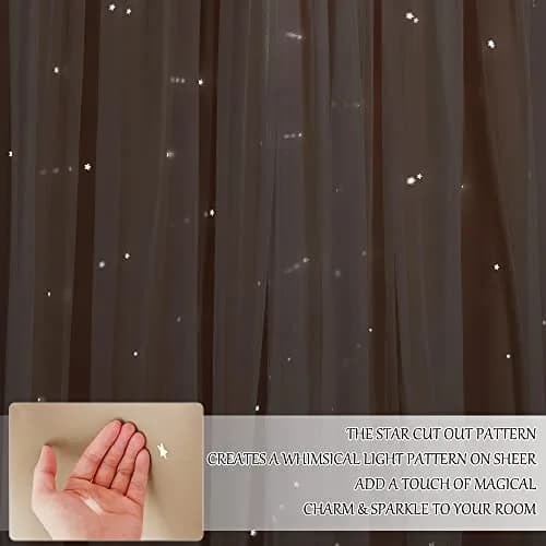 NICETOWN Nursery Curtains for Kids, Star Hollow-Out Blackout Panel W52 x L84 | Double Layer Dreamy Window Decor thumbnail 2