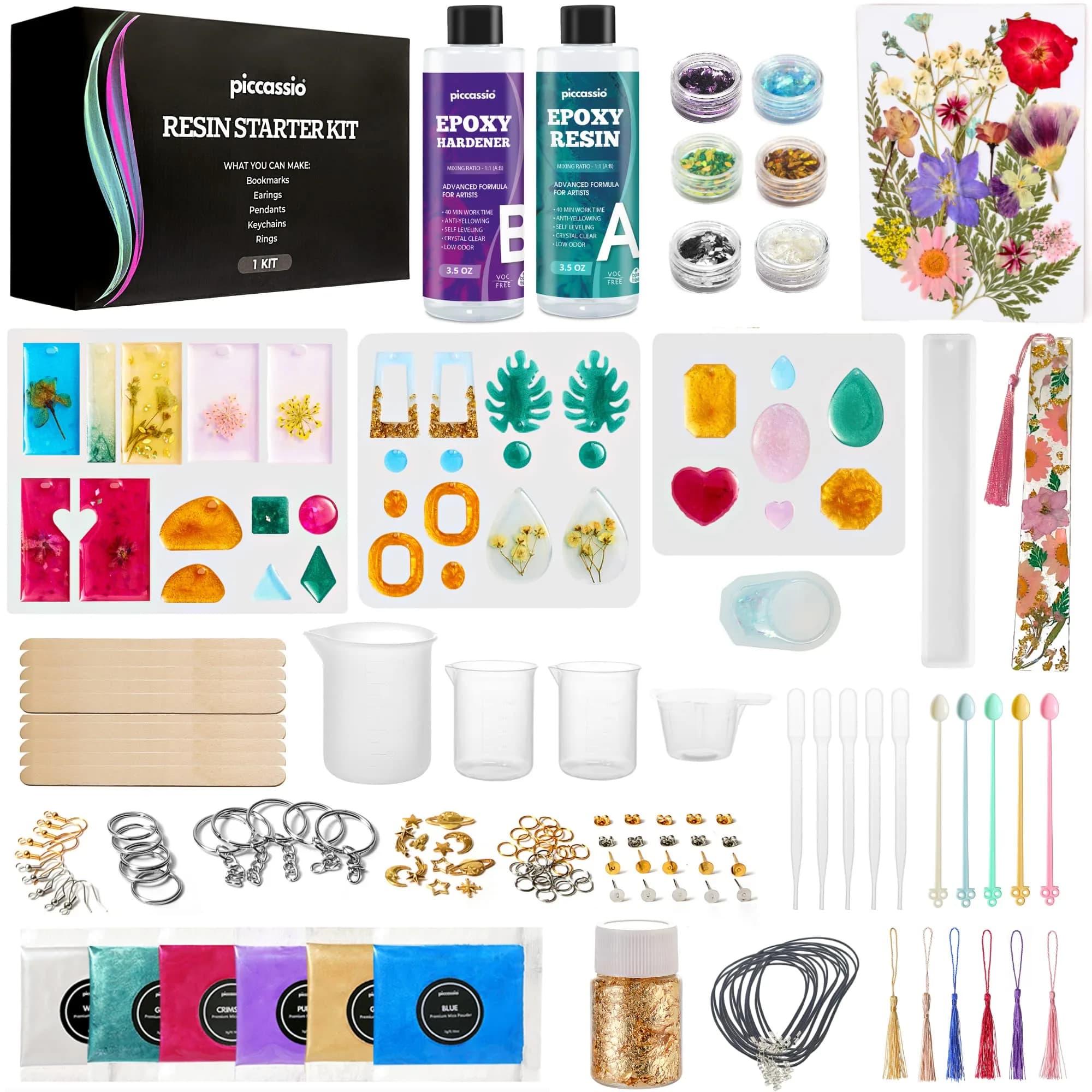 Piccassio Resin Jewelry Kit for Beginners | Complete DIY Craft Set with Molds & Tools — All-In-One