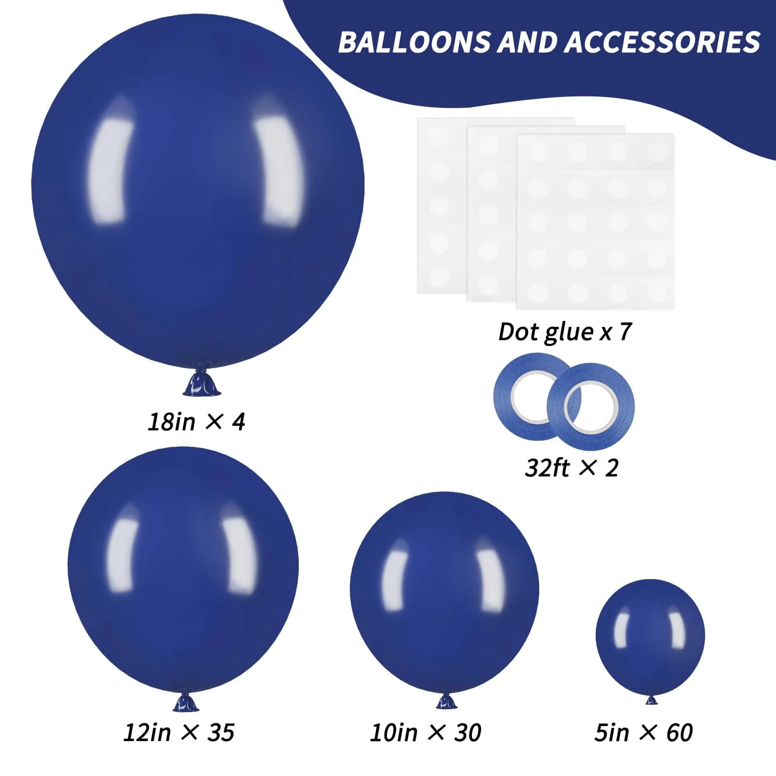 RUBFAC Navy Blue Balloon Arch Kit 129pcs | Assorted Colors Party Decorations - view 2