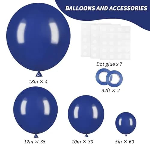 rubfac Navy Blue Balloons 129pcs Assorted Sizes | Party Garland Arch Kit for Birthday Baby Shower Wedding thumbnail 2