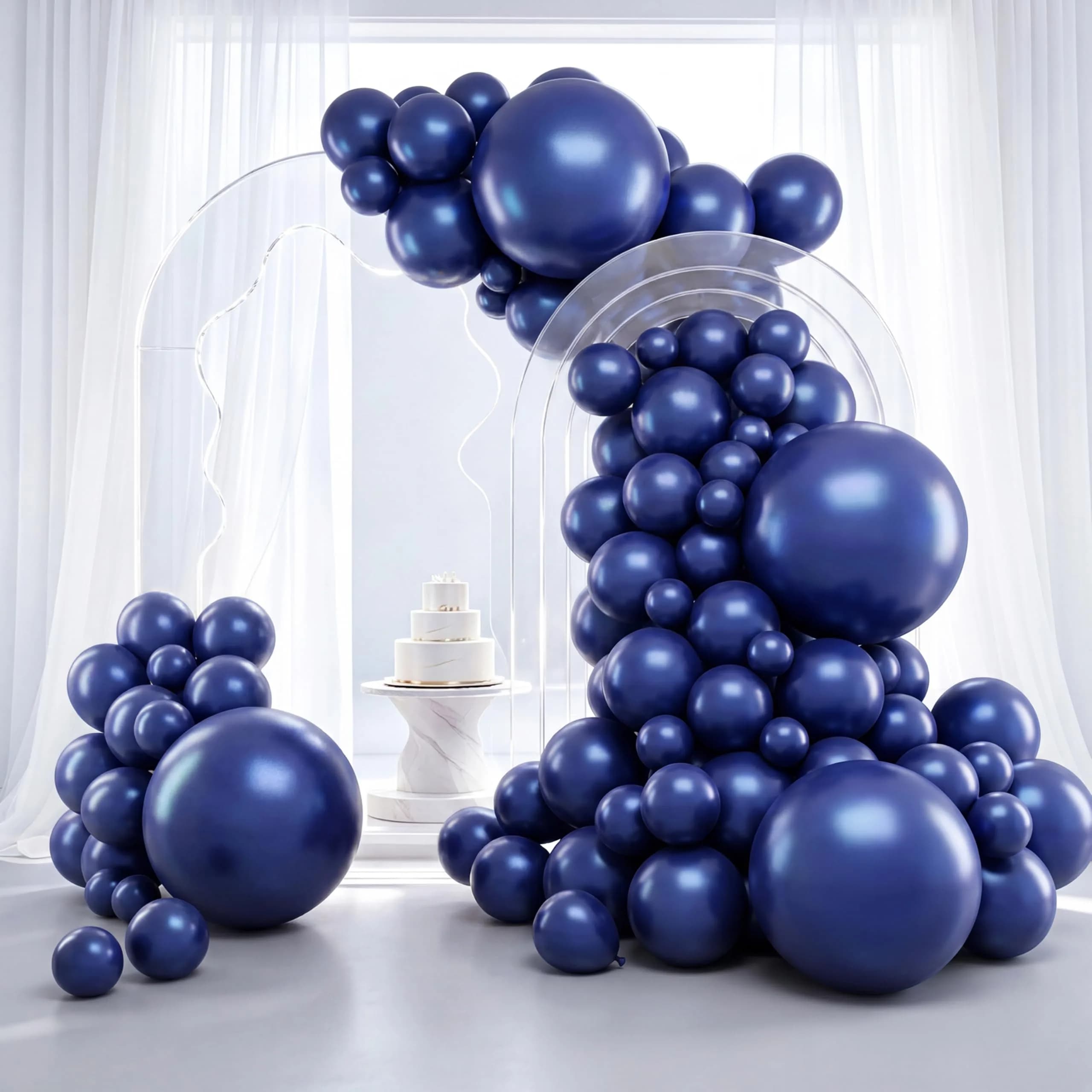 RUBFAC Red Black White Balloon Arch Kit 129pcs | Assorted Colors Party Decorations — Navy Blue