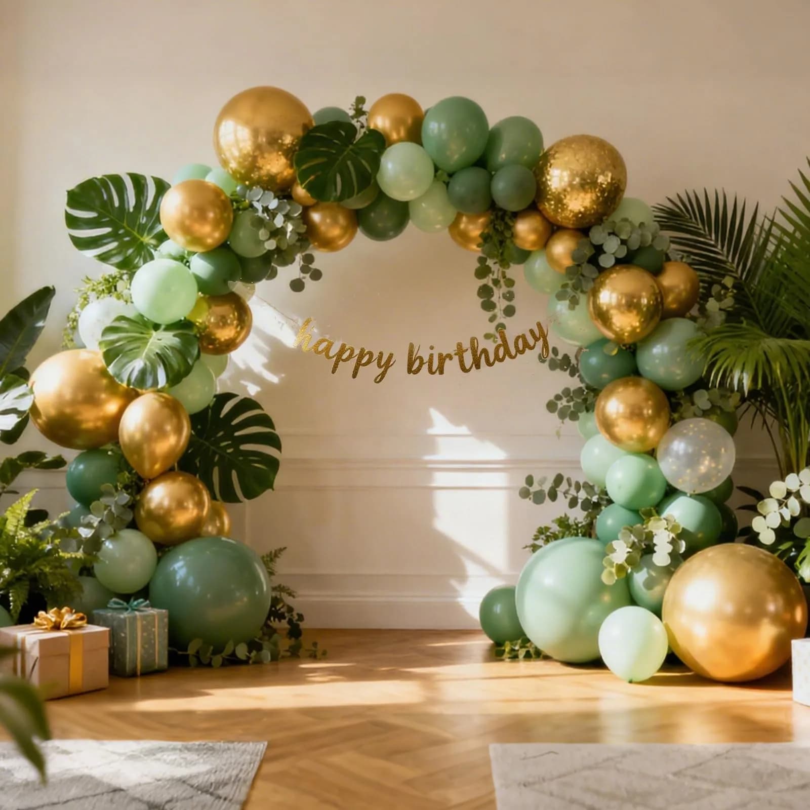 rubfac Gold Balloons Assorted Sizes Chrome Gold Balloon Arch Kit 129pcs | Party Decorations for Birthdays & Weddings - view 5