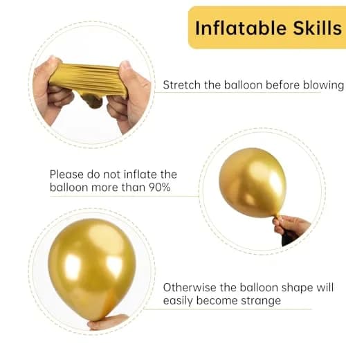 rubfac Gold Balloons Assorted Sizes Chrome Gold Balloon Arch Kit 129pcs | Party Decorations for Birthdays & Weddings thumbnail 3