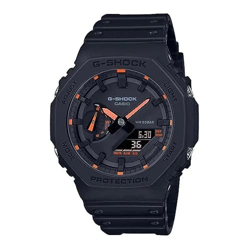 Casio GA-2100-1A4ER G-Shock Neon Accent Quartz Watch for Men, Black/Orange | Durable Resin Case & 200M Water Resistance thumbnail 1
