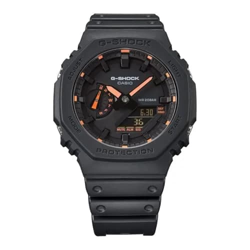 Casio GA-2100-1A4ER G-Shock Neon Accent Quartz Watch for Men, Black/Orange | Durable Resin Case & 200M Water Resistance thumbnail 3