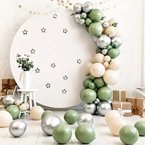 rubfac Sage Green Balloons 129pcs Different Sizes Latex Balloon Arch Kit | Assorted Colors Party Balloon Garland for Birthdays & Events thumbnail 6