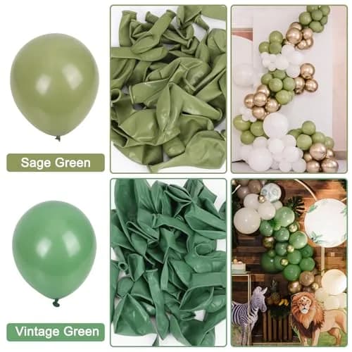 rubfac Sage Green Balloons 129pcs Different Sizes Latex Balloon Arch Kit | Assorted Colors Party Balloon Garland for Birthdays & Events thumbnail 7