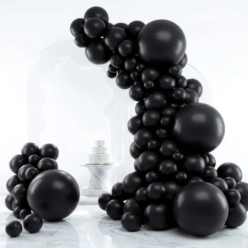 RUBFAC Black Balloon Arch Kit 129pcs Assorted Sizes | Premium Latex Party Balloons for Birthdays & Events thumbnail 1